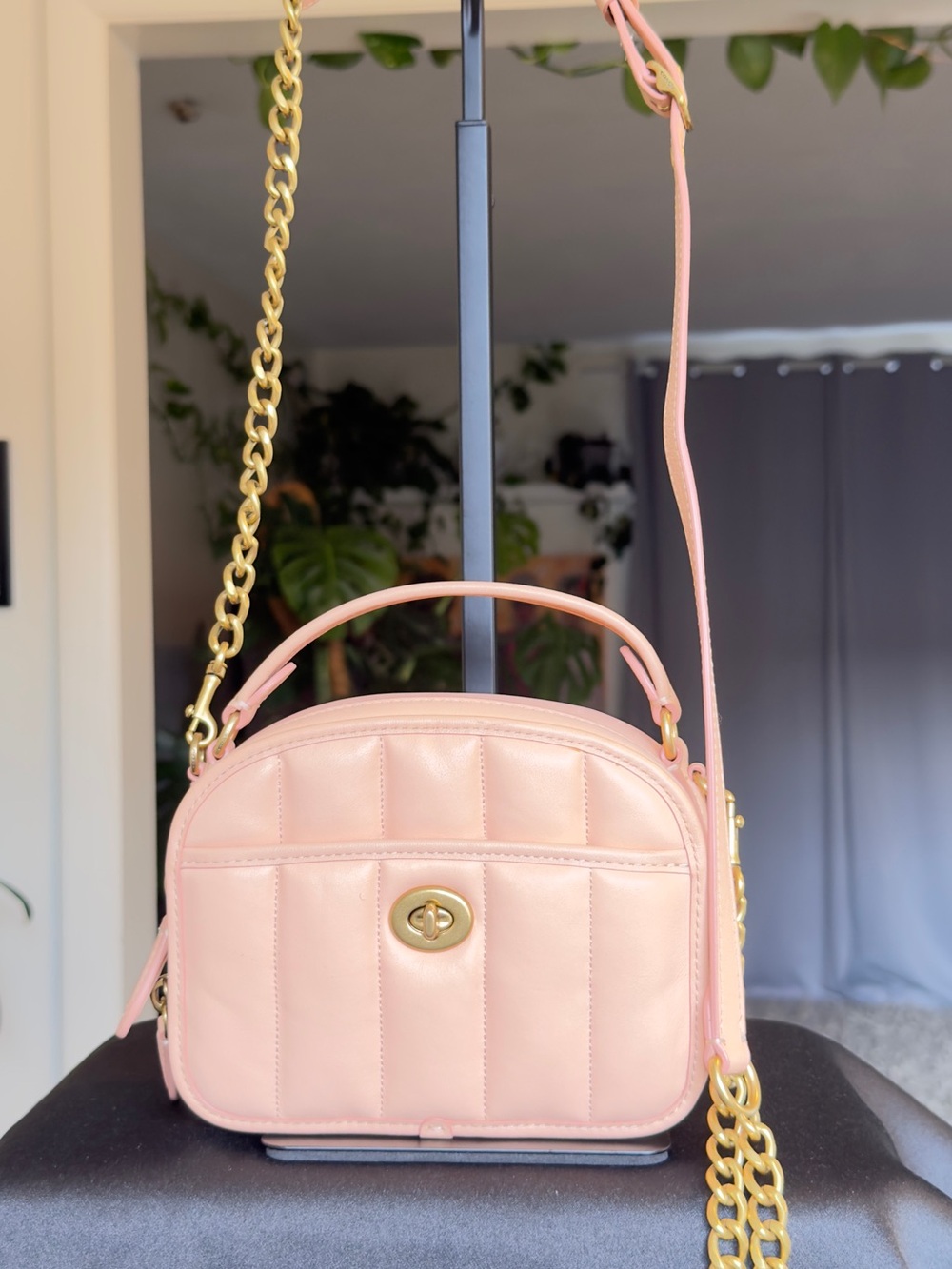 Coach Quilted Lunchbox Top Handle Crossbody Bag Pink Blush C4678